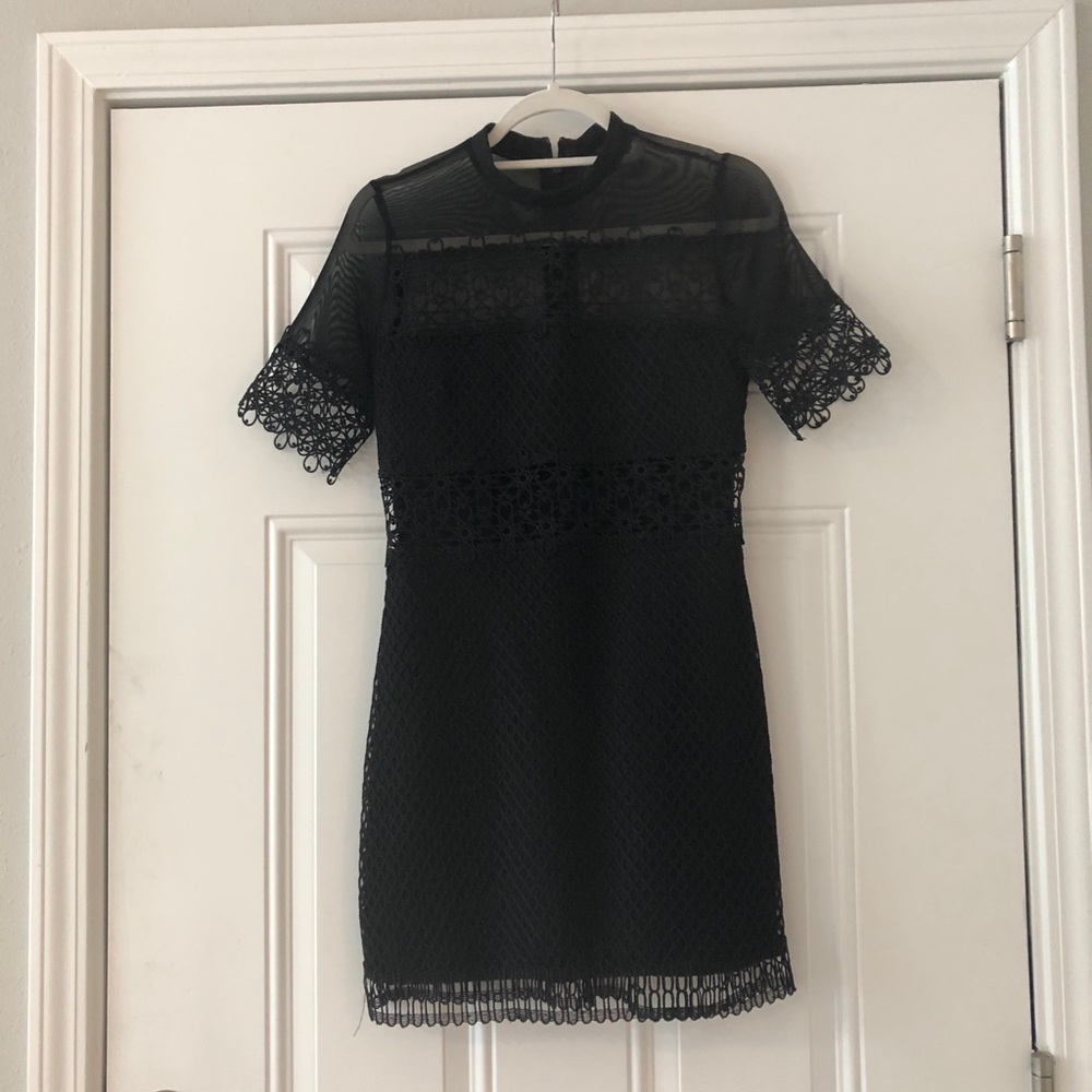 Black AQUA Dress with Mesh Cutout